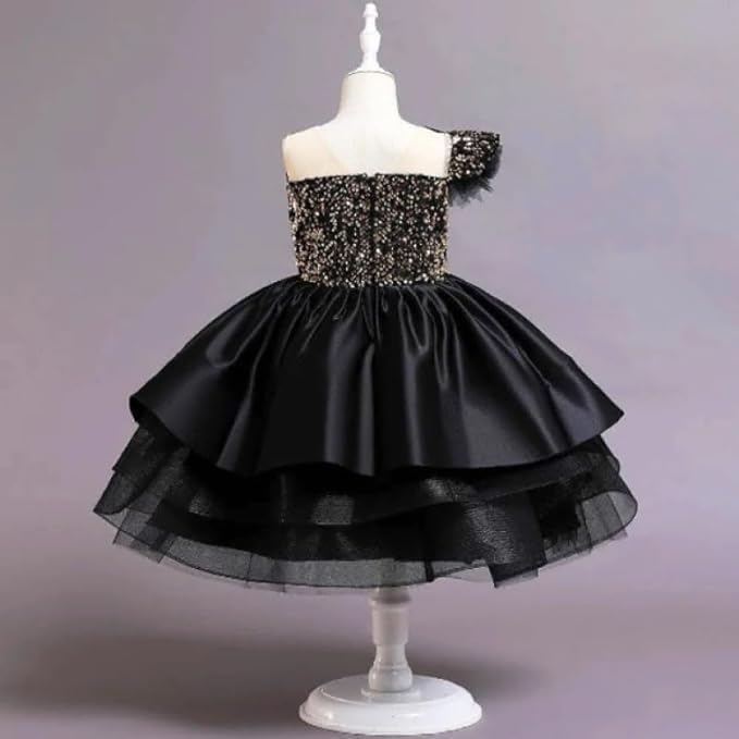 Elegant one-Shoulder Sequined Dress for Girls - G0028