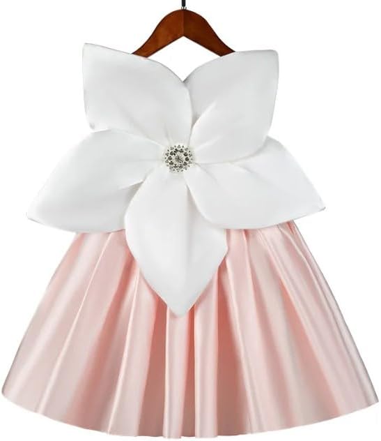 Girl's Satin Dress with Large Flower on The Chest - G0051