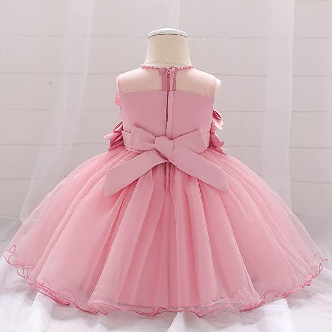 Birthday Tulle Dress for Baby with Flowers and Pearl appliqués - G0019