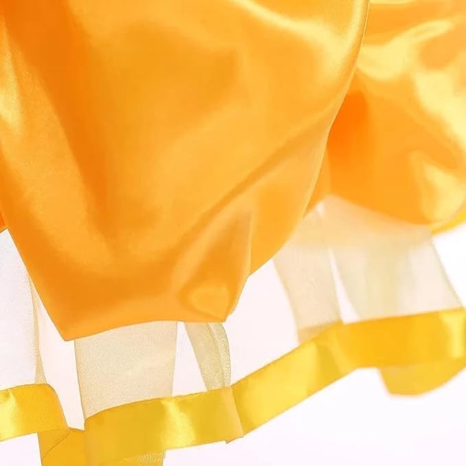 Princess Belle Satin Dress Costume Off Shoulder for Little Girl