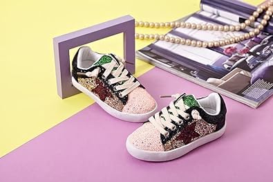 Girls Glitter Sneakers Chic Style Shiny Stars - Back to School Shoes - S0038