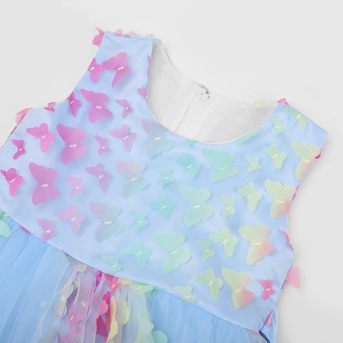 3D Butterfly Tulle Birthday Dress Long for Girls - G0003