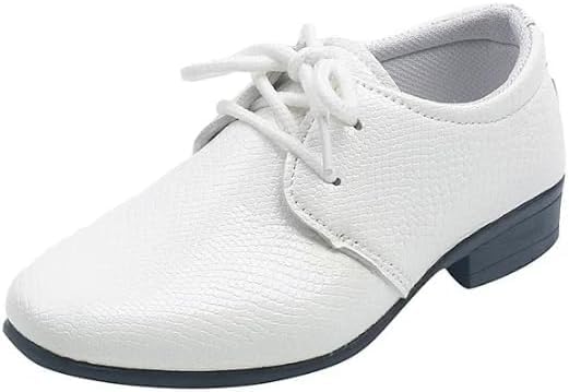 Boy's Oxford Dress Shoes Elegant Leather Shoes Black White - S0016