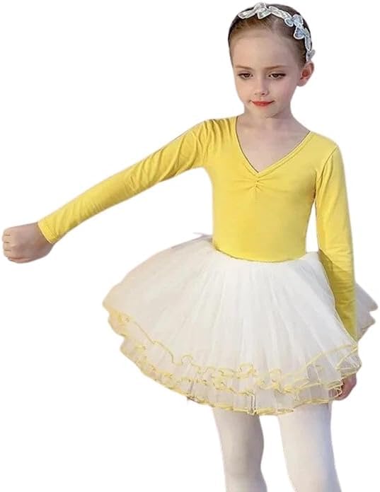 Girls Ballet Leotards Tulle Skirt Long Sleeves - G0057
