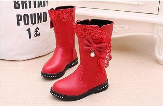 Girls Mid calf  Boots Lace and Bow Knot - S0040