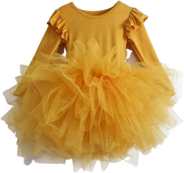 Girls Ballet Fluffy Tutu Dresses Long Sleeve Dance Leotards - G0056