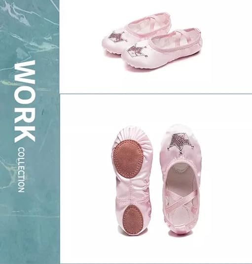 Ballet Dance Shoes for Girls Split Sole Embroidered Crown Design - S0014