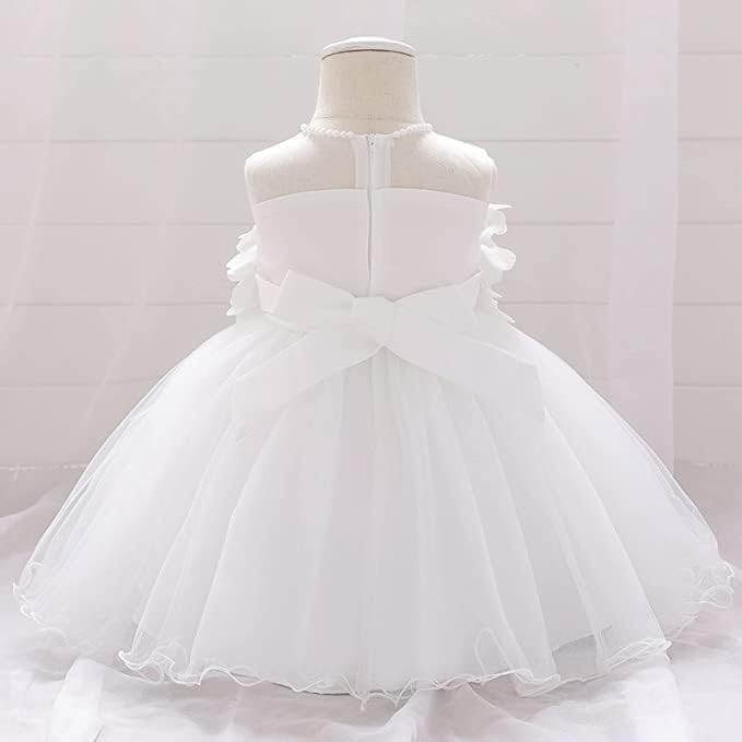 Birthday Tulle Dress for Baby with Flowers and Pearl appliqués - G0019