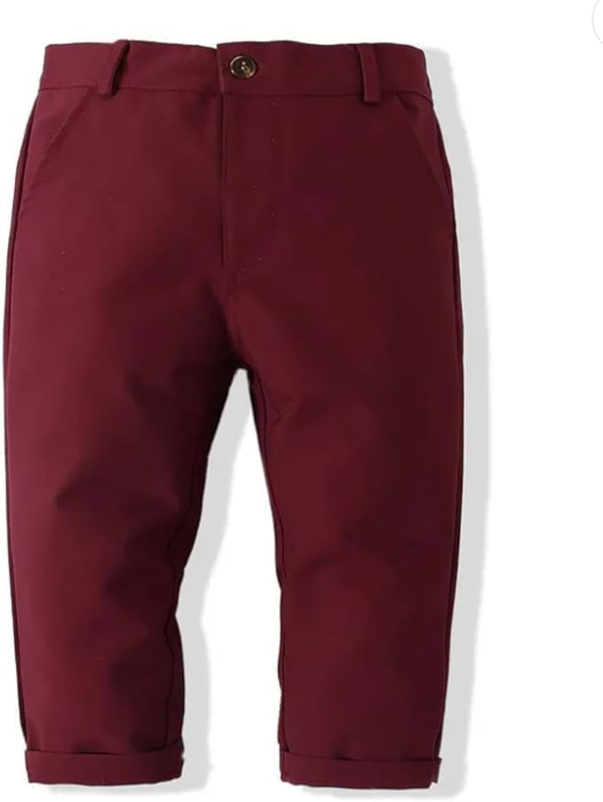 Toddler Boys Christmas Outfit Formal Suit Long Sleeve Shirt + Pants + Vest + Tie - B0029