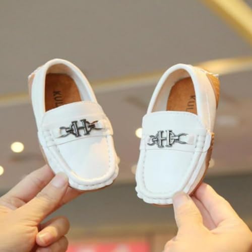 Boys' Leather Loafers with Soft Sole and Metallic Accent