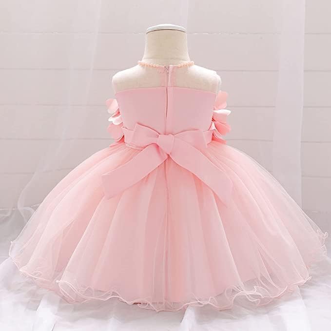 Birthday Tulle Dress for Baby with Flowers and Pearl appliqués - G0019