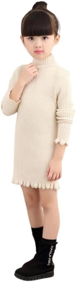 Girls' Knitted Sweater Dress with Long Sleeves - G0067