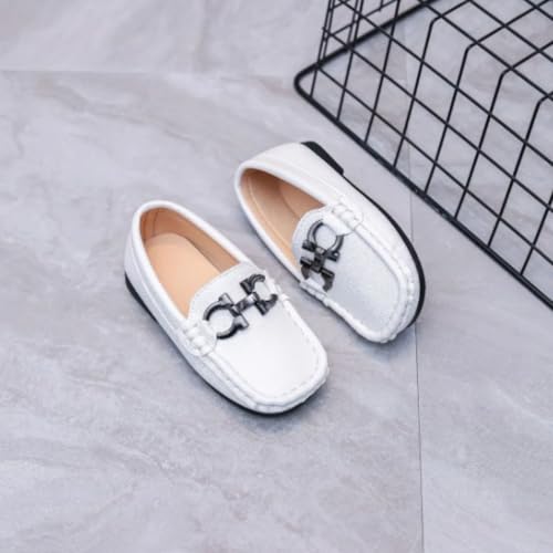 Boys' Leather Loafers with Soft Sole and Metallic Accent