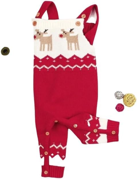 Baby's Christmas Reindeer Knit Romper - B0005