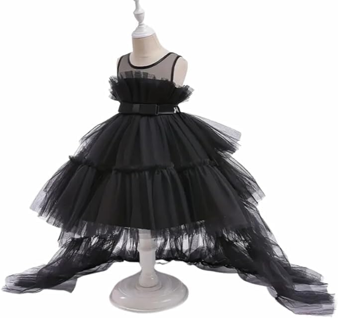 Puffy Tulle Dress with Detachable Train Girl Party Birthday