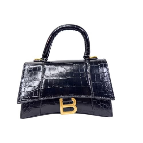 Faux Leather Handbag with Crocodile Texture