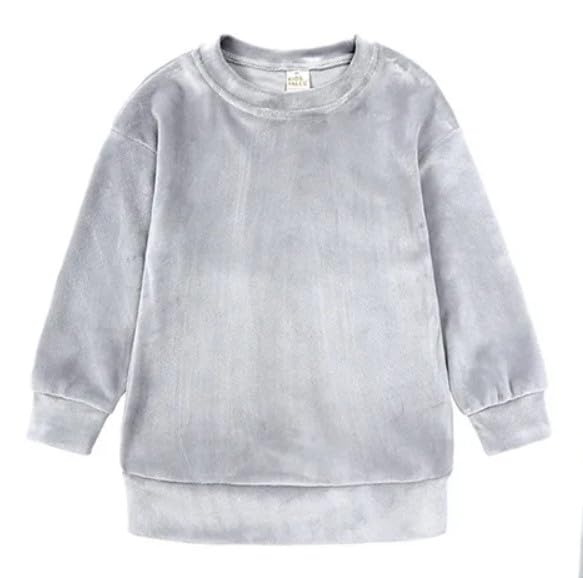 Little Girls Velour Sweatsuit 2pcs Round Neck Sweatshirt + Sweatpants Pullover Jogger Outfit Set - G0001