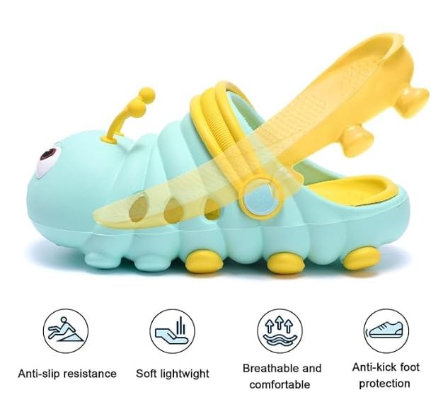Toddler Girls and Boys Sandals Cartoon Caterpillar Non-Slip Water Clogs - S0065