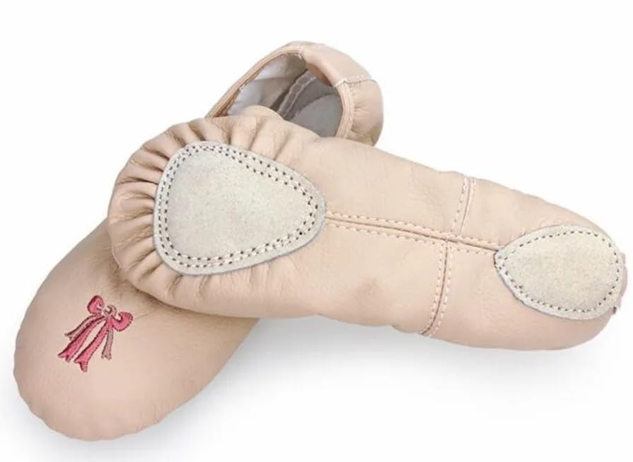 Ballet Dance Shoes for Girls Split Sole Embroidered Bow Design - S0013