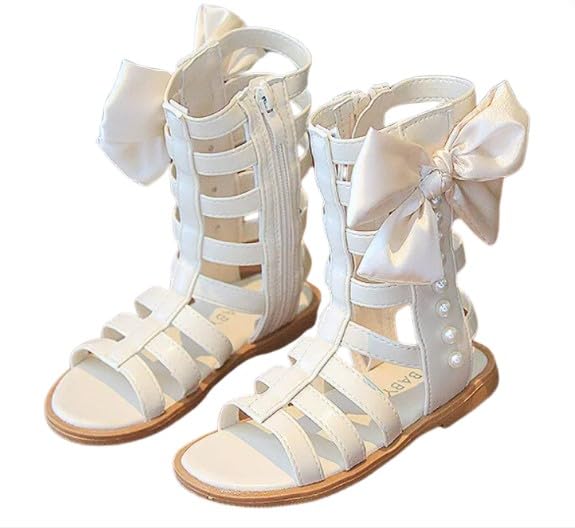 Girls Gladiator Sandals Bowknot Knee High Boots Shoes - S0037