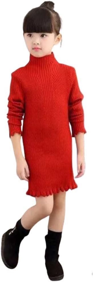 Girls' Knitted Sweater Dress with Long Sleeves - G0067