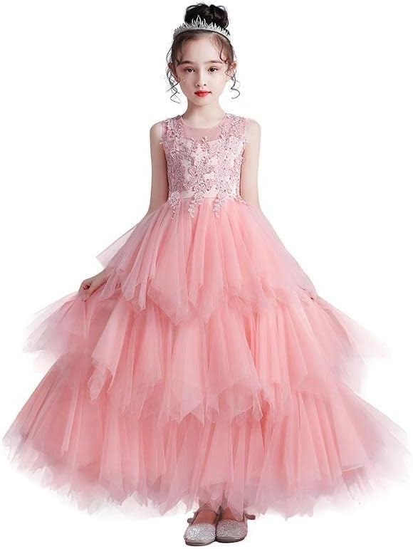 Long Dress with Layered Tulle Skirt and Embroidered Chest - G0085