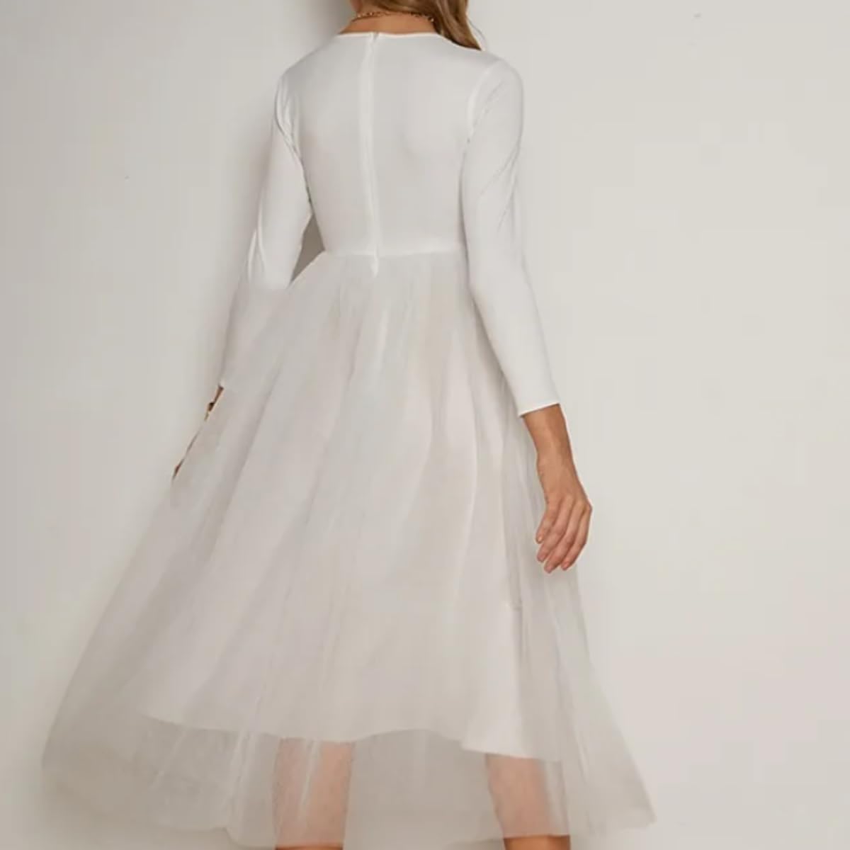 Long Party Dress with Long Sleeves for Women Tea Lenght Dress Elegant Occasion