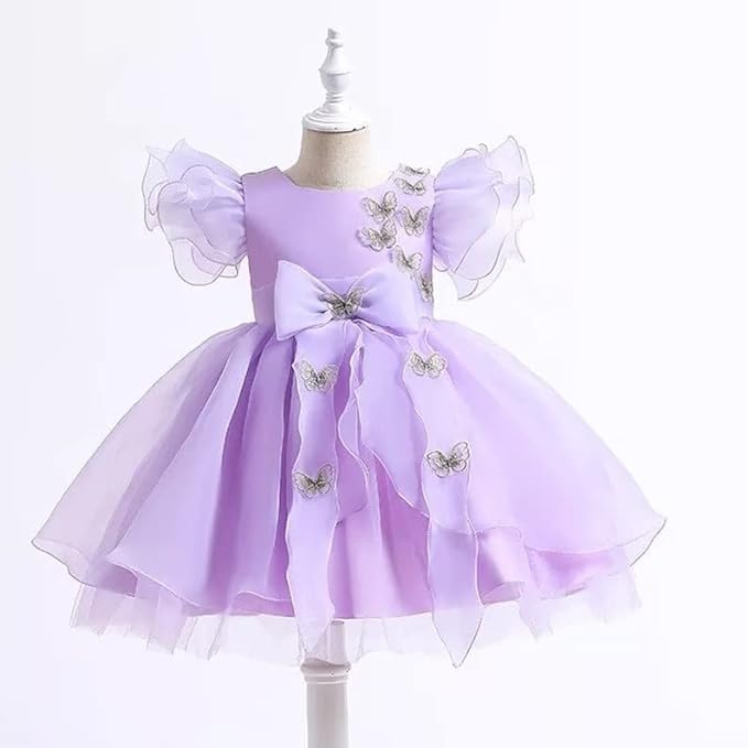 Butterfly Organza Tulle Dress with Ruffles for Girls - G0022