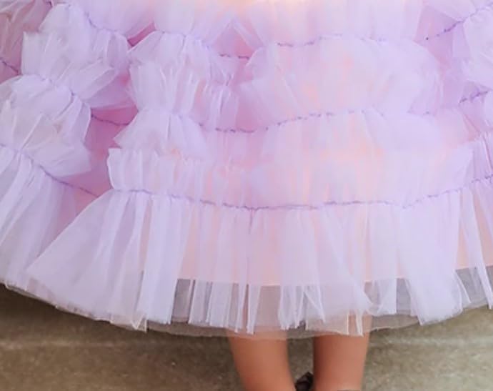 Satin Princess Dress with Ruffle Tulle Skirt for Girls - G0113