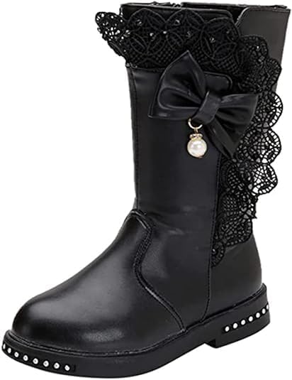 Girls Mid calf  Boots Lace and Bow Knot - S0040
