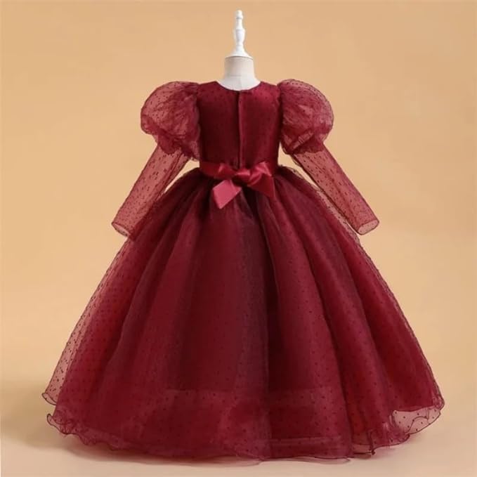 Princess Dress Long Sleeve Puffed Shoulders for Girls - G0098