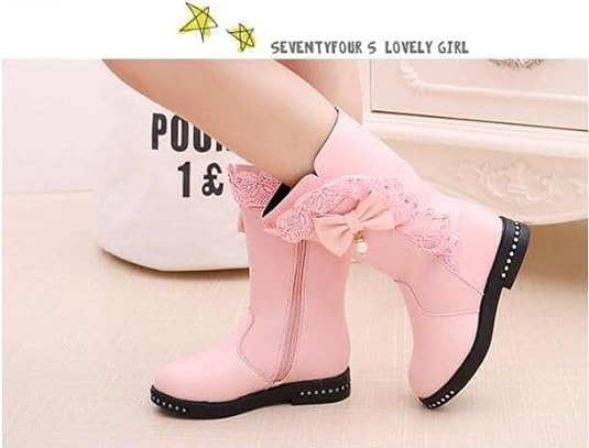 Girls Mid calf  Boots Lace and Bow Knot - S0040
