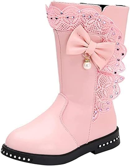 Girls Mid calf  Boots Lace and Bow Knot - S0040