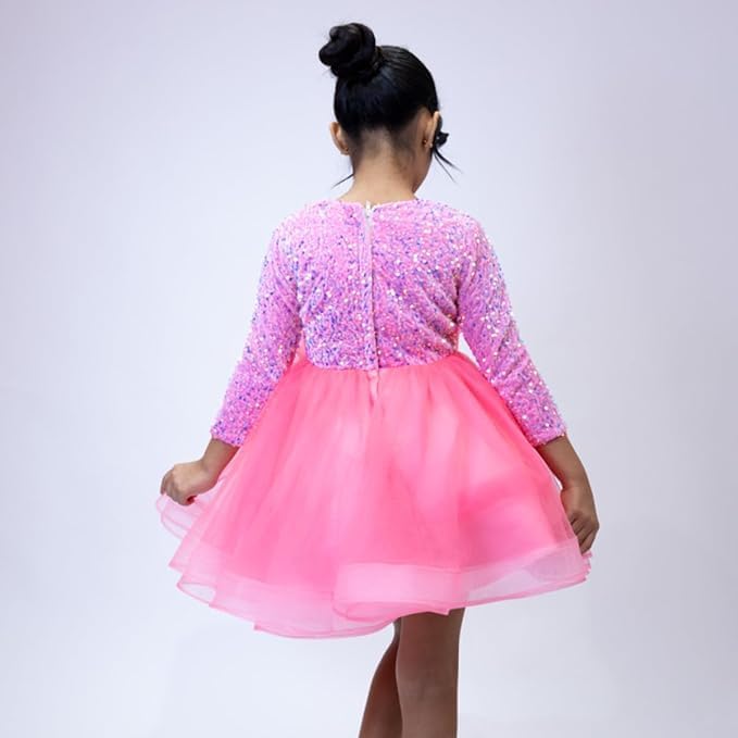 Sequin Tulle Dress with Bow for Girls - G0115