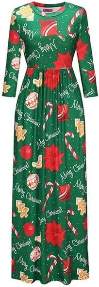 Women's Christmas Long Lenght Dress Long Sleeves Winter Outfit