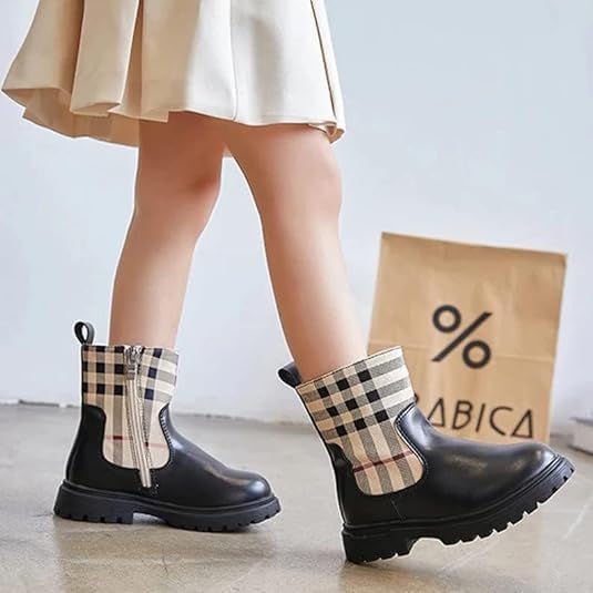 Autumn Winter Girls' Chelsea Boots with Side Zipper - S0004