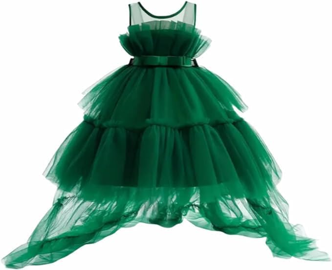 Puffy Tulle Dress with Detachable Train Girl Party Birthday