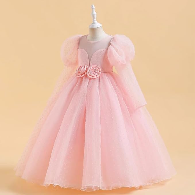 Princess Dress Long Sleeve Puffed Shoulders for Girls - G0098