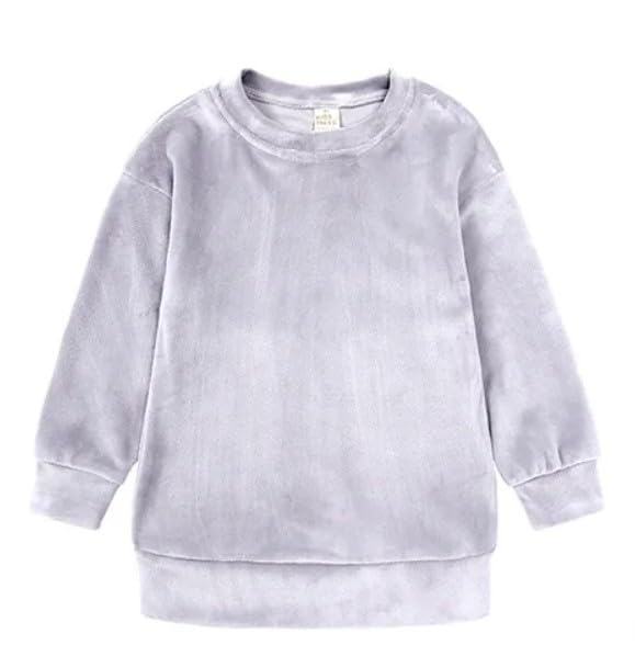 Little Girls Velour Sweatsuit 2pcs Round Neck Sweatshirt + Sweatpants Pullover Jogger Outfit Set - G0001