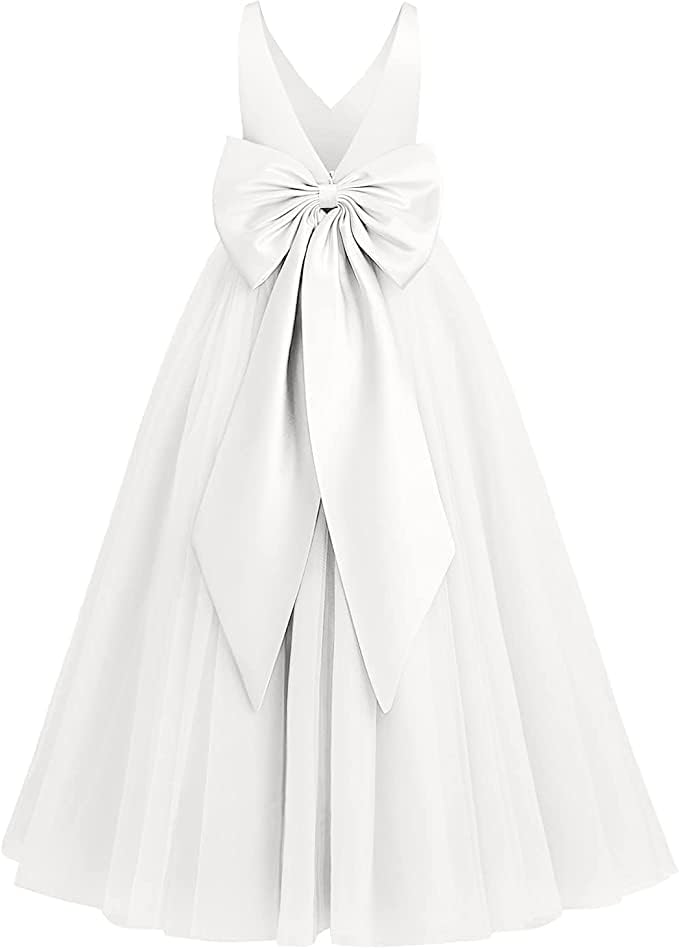 Tulle Bridesmaid Dress Girl Ball Gown with Bow - G0127