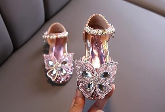 Girls Mary Jane Shoes with Rhinestones Butterfly and Sequin - S0039