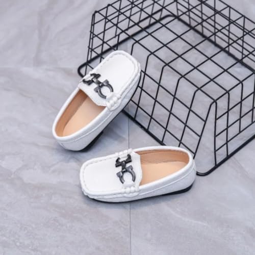 Boys' Leather Loafers with Soft Sole and Metallic Accent