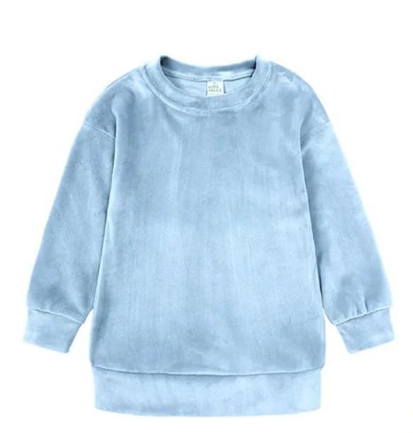 Little Girls Velour Sweatsuit 2pcs Round Neck Sweatshirt + Sweatpants Pullover Jogger Outfit Set - G0001