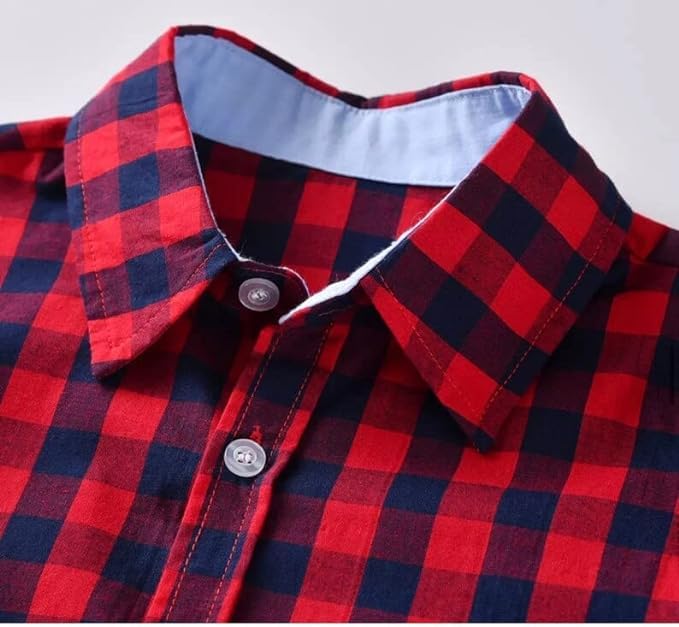 Toddlers Boys Long Plaid Sleeve Shirt + Jeans + Suspenders & Bow Tie - B0032