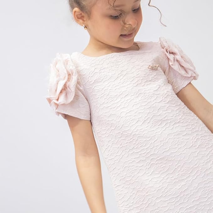 Rose Shaped Sleeves Lace Dress for Girl - G0108