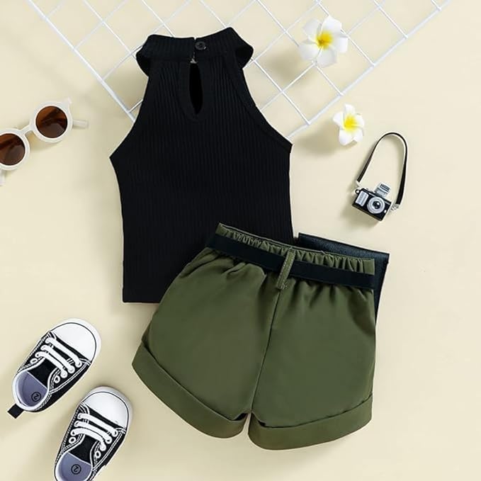Girl Summer Clothes Halter Tops + Short 2 pieces Set