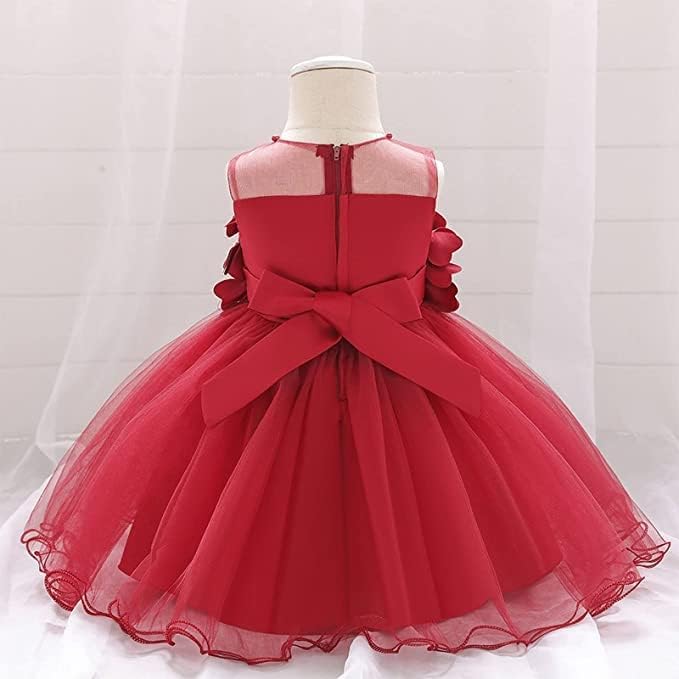 Birthday Tulle Dress for Baby with Flowers and Pearl appliqués - G0019