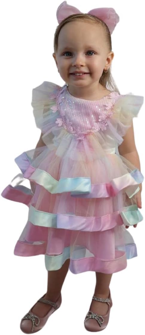 Little Girls Birthday Party Mermaid Dress Layered Skirt Tulle Dress - G0084