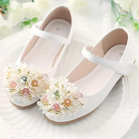 Girls Dress Shoes Mary Jane Flat with Rhinestone - S0034