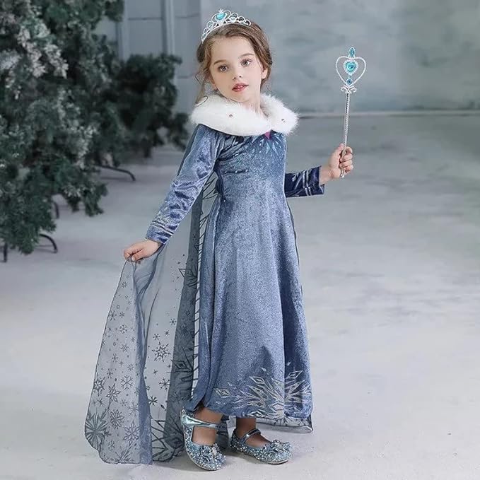Princess Elsa Frozen Costume with Accessories for Girls - C0002